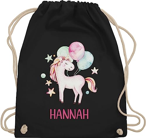 Turnbeutel Rucksack - Einhorn Unicorn Einhörner - Unisize - Schwarz - turntasche mädchen name einhornrucksack unicorns stoffbeutel tasche kindergarten beutel schulkind einhörnern sportbeutel kita von Geschenk mit Namen personalisiert by Shirtracer