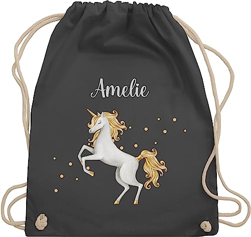 Turnbeutel Rucksack - Einhorn Unicorn - Unisize - Dunkelgrau - gym beutel turntasche kindergarten einem kita tasche mädchen personalisiertes personalisierte kindergartentasche motiv einhorn-tasche von Geschenk mit Namen personalisiert by Shirtracer