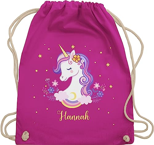 Turnbeutel Rucksack - Einhorn Unicorn - Unisize - Fuchsia - beutel kindergarten mädchen geschenkideen für schulanfang stoffbeutel personalisierte turnsackerl kita tasche einhorn-tasche name von Geschenk mit Namen personalisiert by Shirtracer