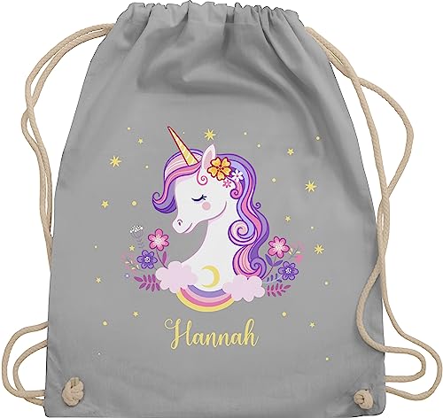 Turnbeutel Rucksack - Einhorn Unicorn - Unisize - Hellgrau - eigenem taschen tasche für kindergarten personalisierte wechselkleidung beutel geschenke bags rucksäcke mädchen kita von Geschenk mit Namen personalisiert by Shirtracer