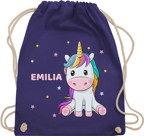 Turnbeutel Rucksack - Einhorn Unicorn - Unisize - Lila - wechselkleidung beutel wechselbeutel kindergarten stoffbeutel schule mädchen kinder name kita für grundschule personalisierter schulanfang von Geschenk mit Namen personalisiert by Shirtracer