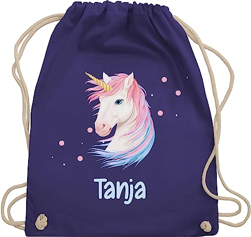 Turnbeutel Rucksack - Einhorn Unicorn - Unisize - Lila - beutel schulanfang kindergarten rucksäcke mädchen stoffbeutel wechselkleidung baumwolle für und personalisierte name kinder maedchen kita von Geschenk mit Namen personalisiert by Shirtracer