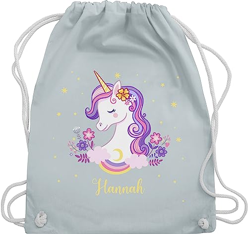 Turnbeutel Rucksack - Einhorn Unicorn - Unisize - Pastell Blau - umhängebeutel kindergarten mädchen wechselkleidung beutel kita name personalisierung turnsack stoffbeutel von Geschenk mit Namen personalisiert by Shirtracer