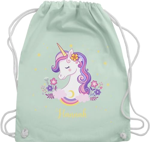 Turnbeutel Rucksack - Einhorn Unicorn - Unisize - Pastell Grün - wechselkleidung beutel mädchen geschenke stoffrucksack stoffbeutel kinder kindergarten sportbeutel und bag kita einhornrucksäcke von Geschenk mit Namen personalisiert by Shirtracer