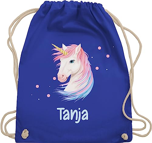 Turnbeutel Rucksack - Einhörner - Geschenk Einhorn mit Name personalisiert I Unicorn - Unisize - Royalblau - einhornrucksack unicorns stoffbeutel beutel schulkind einhörnern sportbeutel von Geschenk mit Namen personalisiert by Shirtracer
