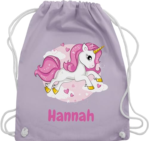 Turnbeutel Rucksack - Einhorn Name - Unicorn Einhörner - Unisize - Pastell Lila - beutel wechselkleidung gym bag kindergarten rucksäcke mädchen turntasche von Geschenk mit Namen personalisiert by Shirtracer