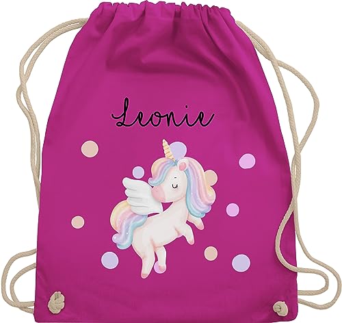 Turnbeutel Rucksack - Süßes Einhorn Sweet Unicorn - Unisize - Fuchsia - personalisierter beutel wechselkleidung personalisierte geschenke stofftasche turnsackerl kindergarten kinder name von Geschenk mit Namen personalisiert by Shirtracer