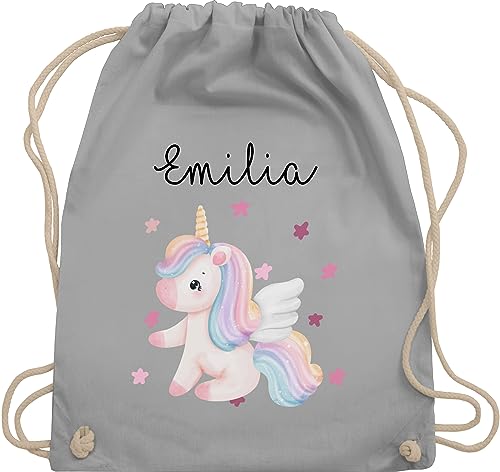 Turnbeutel Rucksack - Süßes Einhorn Sweet Unicorn - Unisize - Hellgrau - personalisierter beutel wechselkleidung mädchen stofftasche turnsackerl kindergarten kinder personalisierte geschenke von Geschenk mit Namen personalisiert by Shirtracer