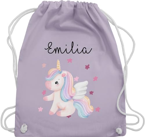 Turnbeutel Rucksack - Süßes Einhorn Sweet Unicorn - Unisize - Pastell Lila - wechselkleidung beutel mädchen motiv baumwolle kindergarten stoffbeutel name personalisierte kindergartentasche und von Geschenk mit Namen personalisiert by Shirtracer