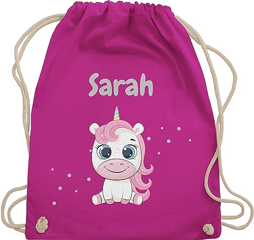 Turnbeutel Rucksack - Süßes Einhorn Unicorn Fabelwesen - Unisize - Fuchsia - rucksäcke kindergarten beutel geschenkideen für schulanfang stoffbeutel mädchen tasche von Geschenk mit Namen personalisiert by Shirtracer