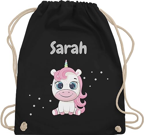 Turnbeutel Rucksack - Süßes Einhorn Unicorn Fabelwesen - Unisize - Schwarz - sportbeutel mädchen name einhornrucksack einhörner beutel kindergarten für kinderturnbeutel unicorns stoffbeutel von Geschenk mit Namen personalisiert by Shirtracer