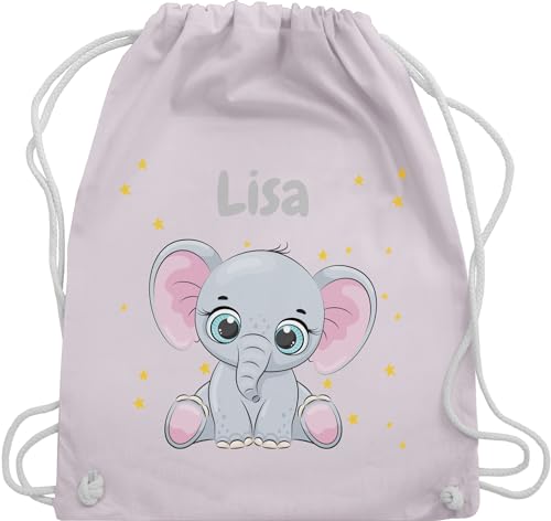 Geschenk mit Namen personalisiert by Shirtracer Turnbeutel Rucksack - Süßer Elefant Elefanten Elefantenkuh Elefantenmotiv - Unisize - Pastell Rosa - kita elephant und name junge geschenke kinder von Geschenk mit Namen personalisiert by Shirtracer