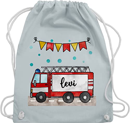 Turnbeutel Rucksack - Feuerwehr - Feuerwehrauto - Geschenk - Unisize - Pastell Blau - kita wechselkleidung beutel für kind name umhängebeutel tasche kinder stoffbeutel kindergarten turnsack junge von Geschenk mit Namen personalisiert by Shirtracer