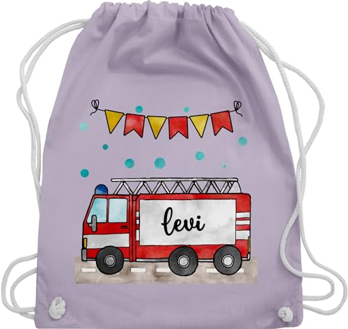 Turnbeutel Rucksack - Feuerwehr - Feuerwehrauto - Geschenk - Unisize - Pastell Lila - kita beutel name taschen baumwolle wechselkleidung turnsackerl jungen kindergarten turnbeutel. für junge von Geschenk mit Namen personalisiert by Shirtracer