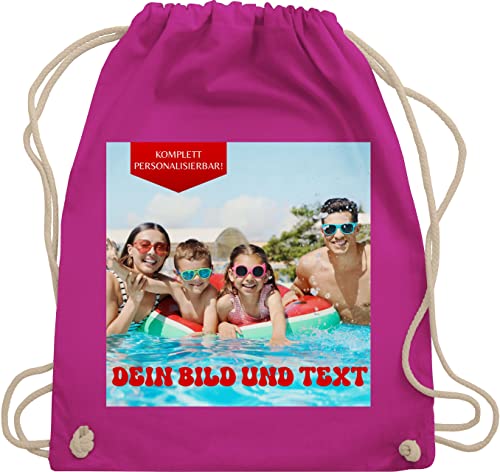 Turnbeutel Rucksack - Bild - Eigenem Foto - Unisize - Fuchsia - gestalten taschen baumwolle beutel kita personalisierter sportbeutel stoffbeutel wechselwäsche fotogeschenke baumwoll von Geschenk mit Namen personalisiert by Shirtracer