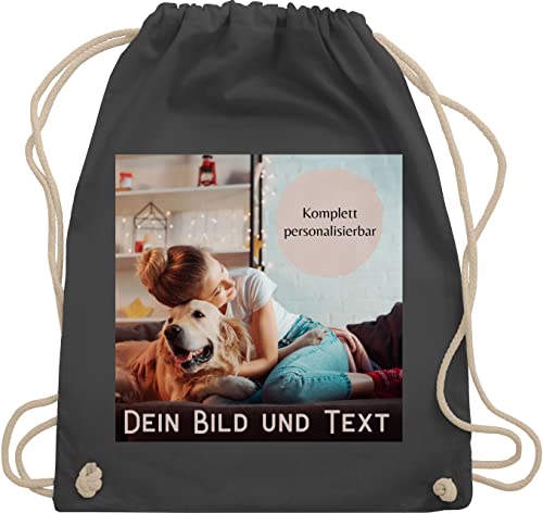 Turnbeutel Rucksack - eigenem - Foto Bild Geschenk - Unisize - Dunkelgrau - beutel kinder wechselkleidung turnsackerl kindergarten selber machen gym bag sportzeug kita bilder drucker von Geschenk mit Namen personalisiert by Shirtracer