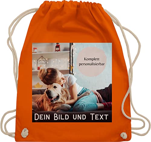 Turnbeutel Rucksack - eigenem - Foto Bild Geschenk I Dein Bild und Text - Unisize - Orange - personalisierte wechselkleidung beutel kita tasche selbst drucken photo stoffrucksack von Geschenk mit Namen personalisiert by Shirtracer