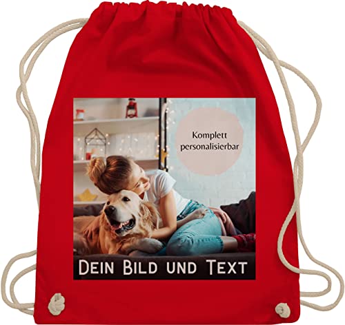 Turnbeutel Rucksack - eigenem - Foto Bild Geschenk - Unisize - Rot - personalisierter beutel wechselkleidung turnsackerl kindergarten kinder selber bedrucken own photo and text tasche von Geschenk mit Namen personalisiert by Shirtracer