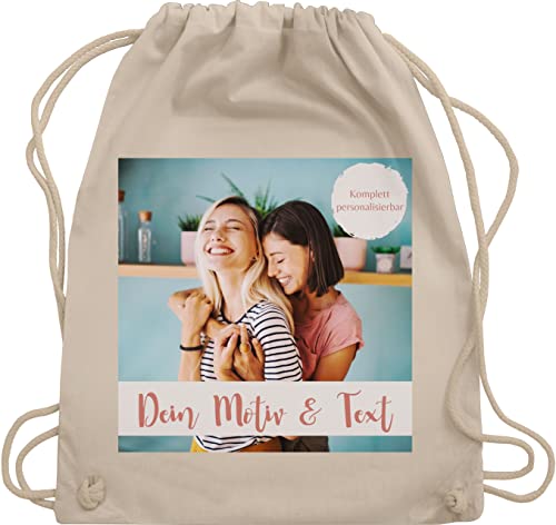 Turnbeutel Rucksack - eigenem - Eigenes Foto I Eigenes Bild - Unisize - Naturweiß - tasche kita wechselkleidung beutel selbst drucken photo stoffbeutel mädchen sportbeutel bedrucken von Geschenk mit Namen personalisiert by Shirtracer