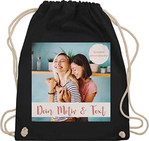 Turnbeutel Rucksack - eigenem - Foto Bild - Unisize - Schwarz - mädchen kita wechselkleidung beutel selbst drucken textfeld tasche stoffbeutel wechselwäsche selber gestalten muttertag turnsackerl von Geschenk mit Namen personalisiert by Shirtracer