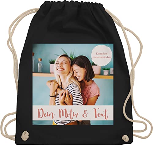 Turnbeutel Rucksack - eigenem - Eigenes Foto I Eigenes Bild - Unisize - Schwarz - tasche kita wechselkleidung beutel selbst drucken photo stoffbeutel mädchen sportbeutel bedrucken selber gestalten von Geschenk mit Namen personalisiert by Shirtracer