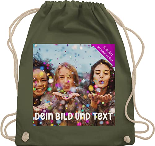 Turnbeutel Rucksack - Foto eigenem Bild - Fotogeschenk - Unisize - Olivgrün - bedrucken selber personalisierbar individualisiert eigene fotos personalisiertem individuelle geschenke foto- von Geschenk mit Namen personalisiert by Shirtracer