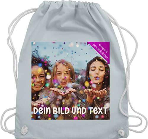 Turnbeutel Rucksack - Foto eigenem Bild - Fotogeschenk - Unisize - Pastell Blau - zum bedrucken fotos und text selbst beschriften druck persönlich aufdruck selber bedruckte wunschbild von Geschenk mit Namen personalisiert by Shirtracer