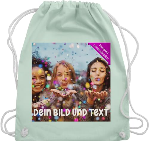 Turnbeutel Rucksack - Foto eigenem Bild - Fotogeschenk - Unisize - Pastell Grün - selber gestalten fotos selbst designen name und individuellem aufdruck beschriften photo logo bedrucken von Geschenk mit Namen personalisiert by Shirtracer