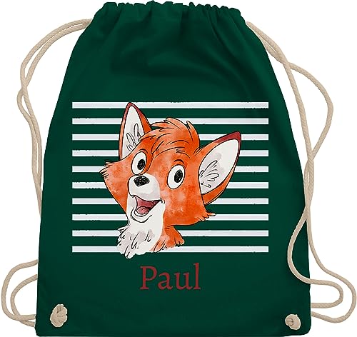 Turnbeutel Rucksack - Süßer Fuchs - Jungen Geschenk Fox - Unisize - Dunkelgrün - sporttasche junge name krippe kinderbeutel personalisierter schul beutel kindergarten eigenem für wechselwäsche von Geschenk mit Namen personalisiert by Shirtracer