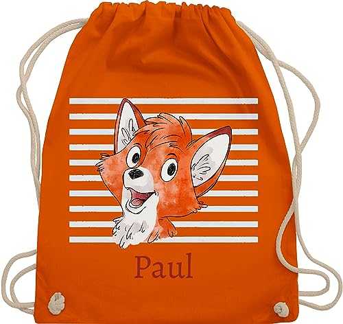 Turnbeutel Rucksack - Süßer Fuchs - Jungen Geschenk Fox - Unisize - Orange - schul sporttasche name beutel kindergarten eigenem junge für wechselwäsche personalisierter krippe +mit+fuchs von Geschenk mit Namen personalisiert by Shirtracer