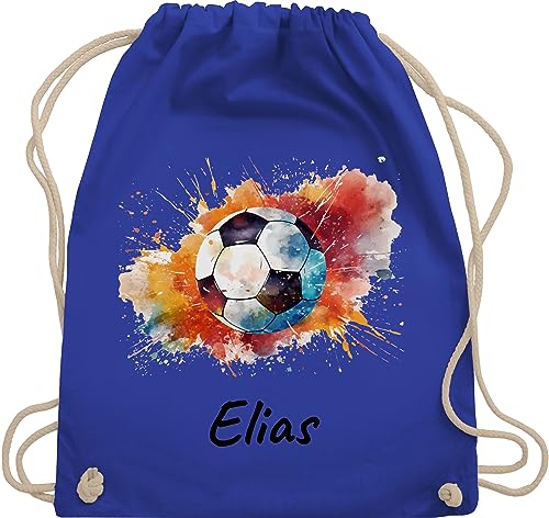 Turnbeutel Rucksack - Fußball Fußballer Fußballfan Fußballerin Geschenk - Unisize - Royalblau - personalisierte geschenke fussball sport beutel turnsackerl jungen kindergarten fussballer von Geschenk mit Namen personalisiert by Shirtracer