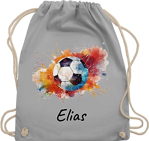 Turnbeutel Rucksack - Fußball Fußballer Fußballfan Fußballerin Geschenk - Unisize - Hellgrau - beutel kinder kindergarten sportbeutel geschenke fussball stoffsackerl fußball-rucksack von Geschenk mit Namen personalisiert by Shirtracer