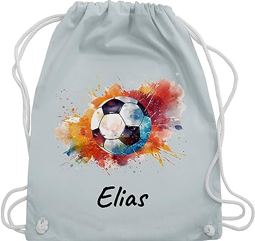 Turnbeutel Rucksack - Fußball Fußballer Fußballfan Fußballerin Geschenk - Unisize - Pastell Blau - personalisierter fussball taschen personalisierte kinder rucksäcke geschenke für fussballer von Geschenk mit Namen personalisiert by Shirtracer