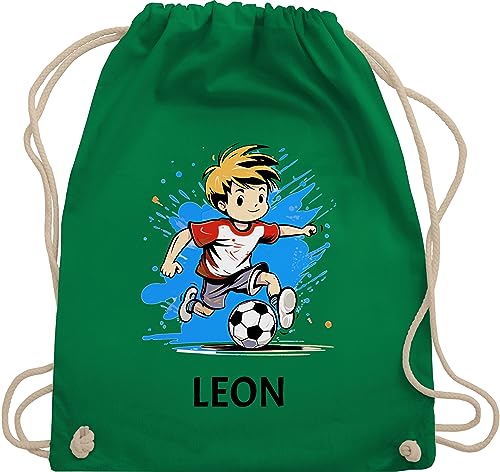 Turnbeutel Rucksack - Fußball Junge Fußballer Geschenk Kinder Name - Unisize - Grün - personalisierte fussball baumwolle kindergarten sportbeutel fusball geschenke kind von Geschenk mit Namen personalisiert by Shirtracer