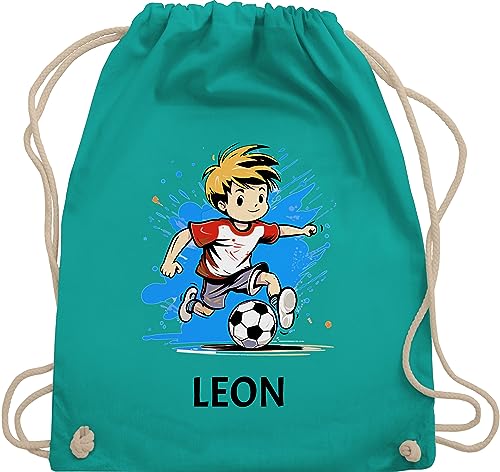 Turnbeutel Rucksack - Fußball Junge Fußballer Geschenk Kinder Name - Unisize - Türkis - geschenke für fussballfans kindergarten fussball schulanfang personalisierte schulanfänger und von Geschenk mit Namen personalisiert by Shirtracer