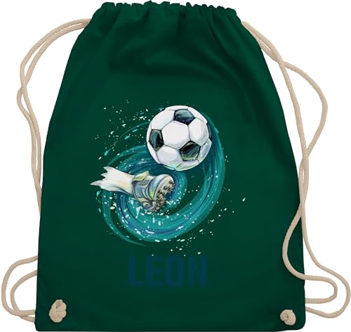 Turnbeutel Rucksack - Fußball Schuss Cool Fußballfan - Unisize - Dunkelgrün - taschen personalisierte kinder rucksäcke geschenke für fußballfans baumwollbeutel beutel kindergarten von Geschenk mit Namen personalisiert by Shirtracer