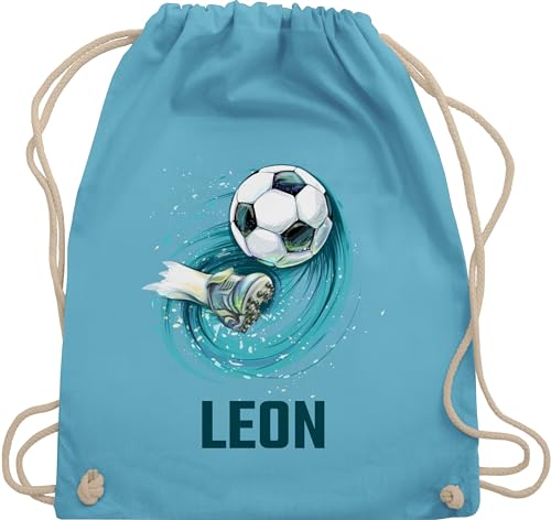 Turnbeutel Rucksack - Fußball Schuss Cool Fußballfan - Unisize - Hellblau - sporttasche beutel wechselkleidung junge rucksäcke fussball kinder fusball geschenke beuteltasche jungen schule von Geschenk mit Namen personalisiert by Shirtracer