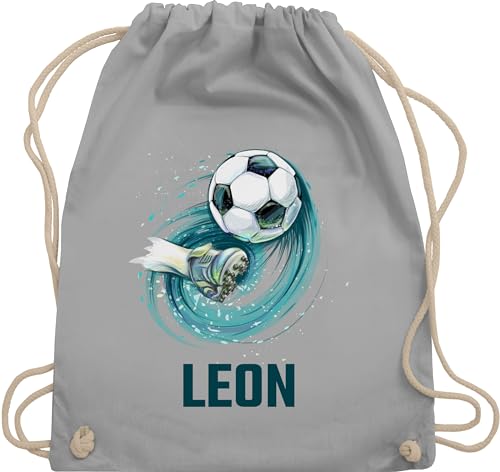 Turnbeutel Rucksack - Fußball Schuss Cool Fußballfan - Unisize - Hellgrau - kindergarten sportbeutel junge geschenke fussball sport beuteltasche tasche kinder von Geschenk mit Namen personalisiert by Shirtracer