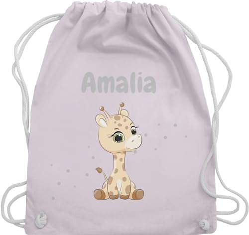 Geschenk mit Namen personalisiert by Shirtracer Turnbeutel Rucksack - Süße Giraffe Giraffen Giraffenbulle Giraffenmotiv - Unisize - Pastell Rosa - name von Geschenk mit Namen personalisiert by Shirtracer