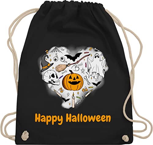 Turnbeutel Rucksack - Tasche für Süßigkeiten - Happy Halloween - Unisize - Schwarz - personalisierte sportbeutel beutel von Geschenk mit Namen personalisiert by Shirtracer