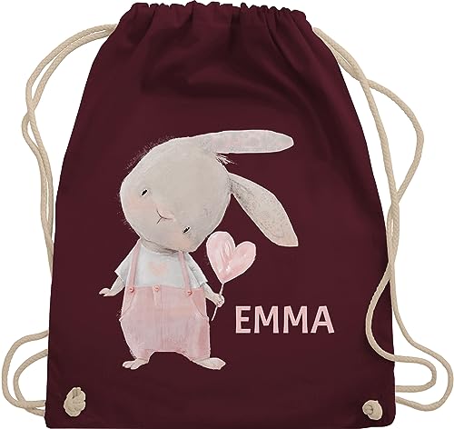 Turnbeutel Rucksack - Mädchen Hase Rabbit Häschen Langohr Süße Hasen - Unisize - Bordeauxrot - beutel kinder name schlafbeutel kindergarten sport beuteltasche kita wechselkleidung baumwolle von Geschenk mit Namen personalisiert by Shirtracer