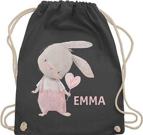 Turnbeutel Rucksack - Mädchen Hase Rabbit Häschen Langohr Süße Hasen - Unisize - Dunkelgrau - wechselkleidung beutel hasenliebhaber turnsackerl kindergarten geschenke für kinder von Geschenk mit Namen personalisiert by Shirtracer