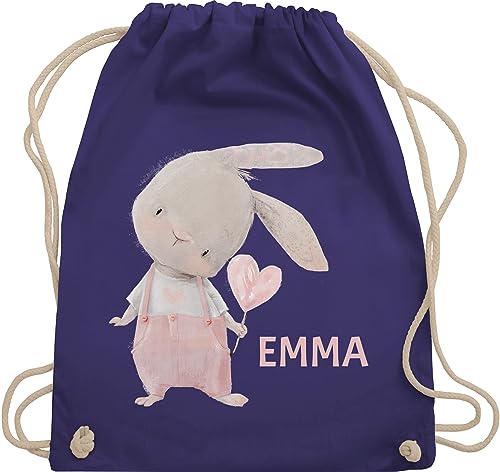 Turnbeutel Rucksack - Mädchen Hase Rabbit Häschen Langohr Süße Hasen - Unisize - Lila - tasche kindergarten einem beutel stoff personalisierter kita stoffbeutel ostern stofftasche kinder tasche. von Geschenk mit Namen personalisiert by Shirtracer