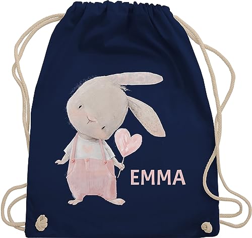 Turnbeutel Rucksack - Mädchen Hase Rabbit Häschen Langohr Süße Hasen - Unisize - Navy Blau - bunny tasche kindergarten beutel geschenke ostern waldtiere turnsackerl kindergartenbeutel von Geschenk mit Namen personalisiert by Shirtracer