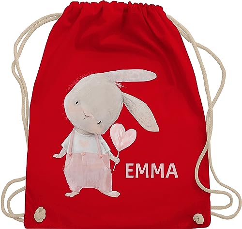 Turnbeutel Rucksack - Mädchen Hase Rabbit Häschen Langohr Süße Hasen - Unisize - Rot - beutel kindergarten tasche personalisierte geschenke ostern oster taschen sportbeutel kinder von Geschenk mit Namen personalisiert by Shirtracer