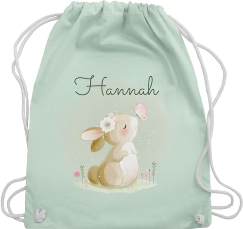 Turnbeutel Rucksack - Süßer Hase Bunny Rabbit Hasen Kaninchen - Unisize - Pastell Grün - beutel kindergarten name tasche kita wechselkleidung kinder mädchen für sportbeutel wechselsachen von Geschenk mit Namen personalisiert by Shirtracer