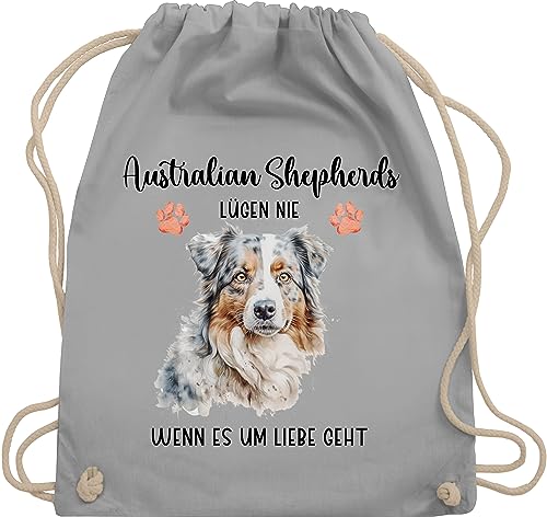 Turnbeutel Rucksack - Hunde - Australian Shepherd - Geschenk Hundebesitzern - Unisize - Hellgrau - hund hundemotive und stoffbeutel personalisierter hunde. tasche hundemotiv hundespruch beutel von Geschenk mit Namen personalisiert by Shirtracer