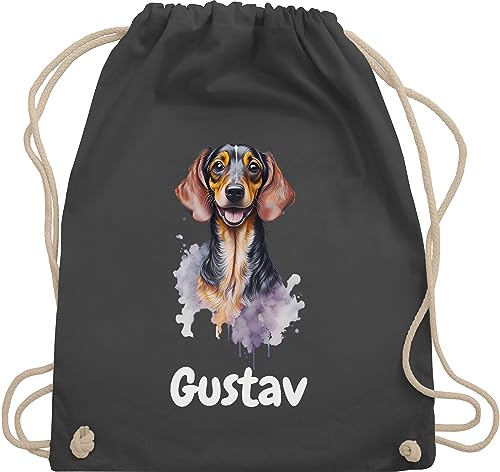 Turnbeutel Rucksack - Hunde - Dackel - Hundebesitzern Geschenk - Unisize - Dunkelgrau - hundebesitzer hund personalisierte geschenke name hunden hundemotiv eigenem tiermotive personalisiertes tasche von Geschenk mit Namen personalisiert by Shirtracer