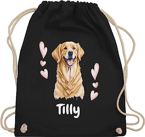 Turnbeutel Rucksack - Hunde - Golden Retriever - Hundebesitzern Geschenk - Unisize - Schwarz - hund hundebesitzer tasche taschen hundemotiv hunden sportbeutel personalisierter hundemotiven von Geschenk mit Namen personalisiert by Shirtracer