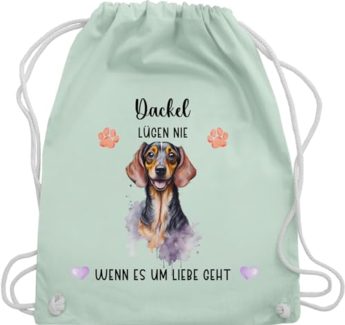 Turnbeutel Rucksack - Hunde - Dackel - Geschenk Hundebesitzern - Unisize - Pastell Grün - personalisierte hund hundebesitzer hunde. hundemotiven name hunden selbst design personalisiertes und von Geschenk mit Namen personalisiert by Shirtracer